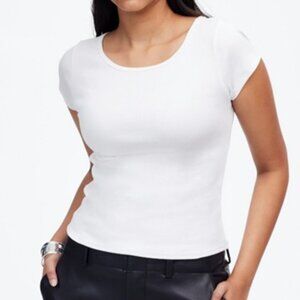 NWT Madewell (Re)generative Cotton Ribbed Cap-Sleeve Tee – Women’s Size Large